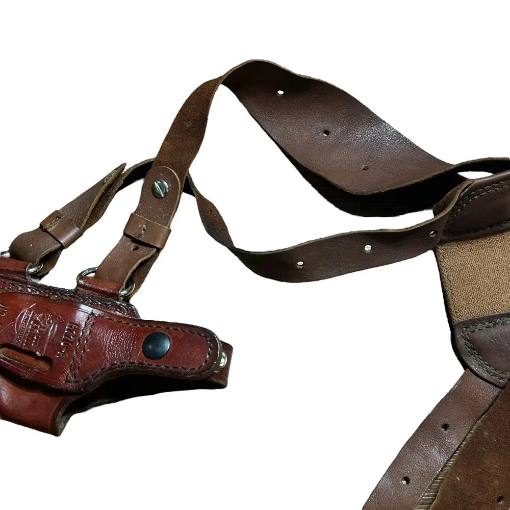 Don Hume Leather Holster Straps Belt‎ Holder Dbl Ammo Magazine Pouch
